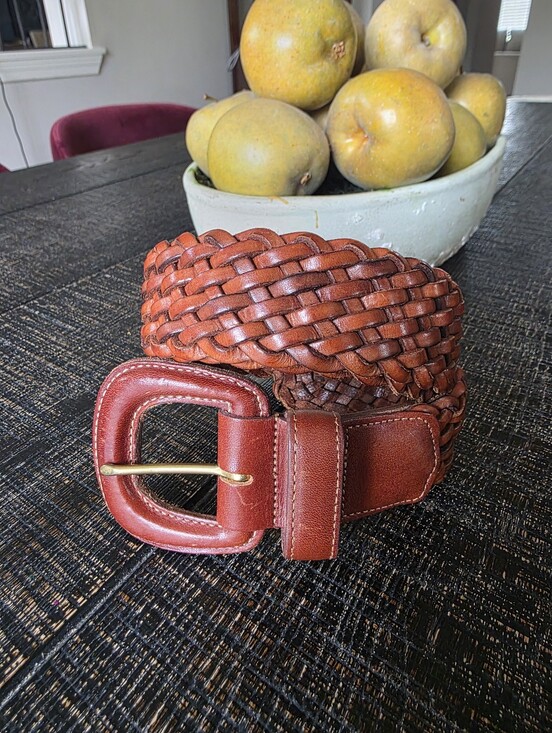 Coach British Tan Leather Braided Wide Belt Sz Medium 36\'L main image 4